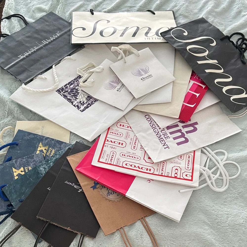 20 Assorted Empty Designer Shopping Bags Collection